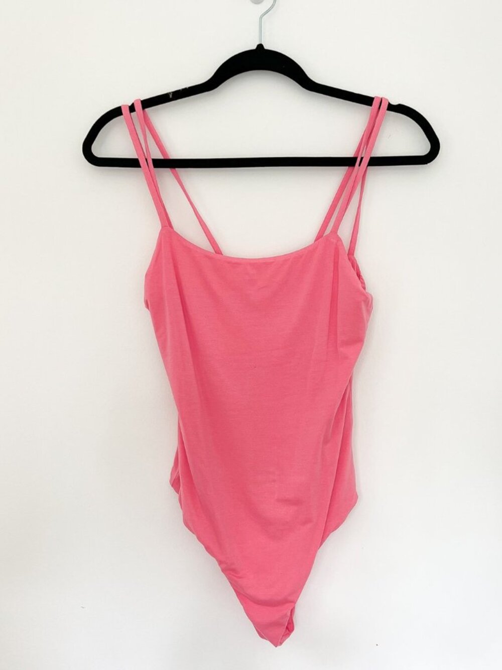 Lovers + Friends Double Strap Square Neck Bodysuit Pink NWT